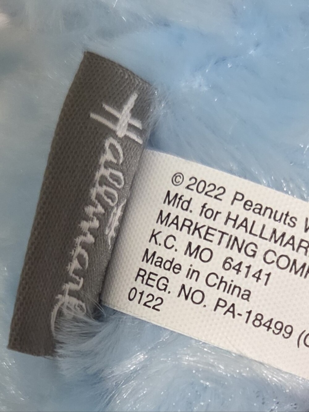 Hallmark Peanuts Snoopy Curly Plush Light Blue Black 6 Inch NWT 2022 - Picture 7 of 11